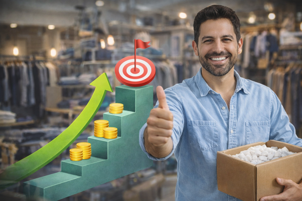 Emprendedor alcanzando el éxito con la opción correcta de financiamiento